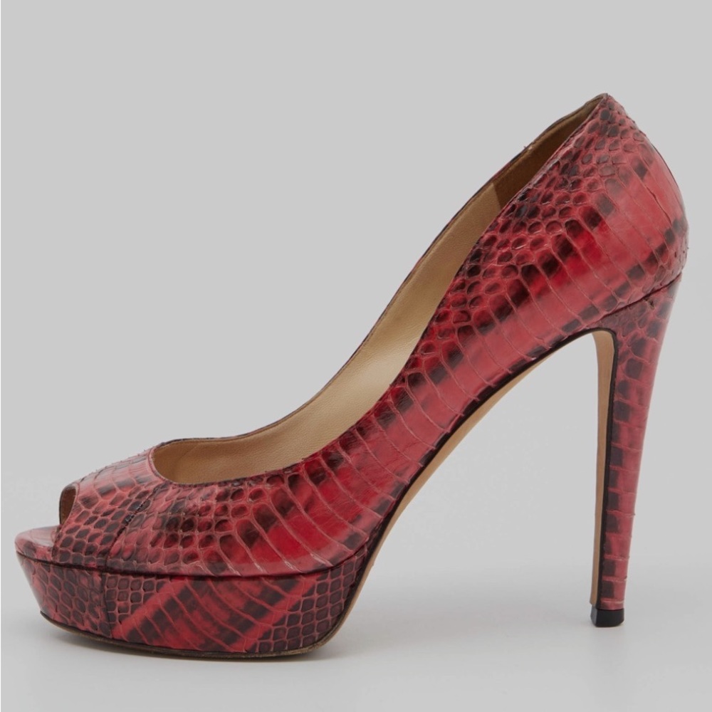 Jimmy Choo Red Snakeskin Leather Pumps Sz. 40 US 9 NEW!
